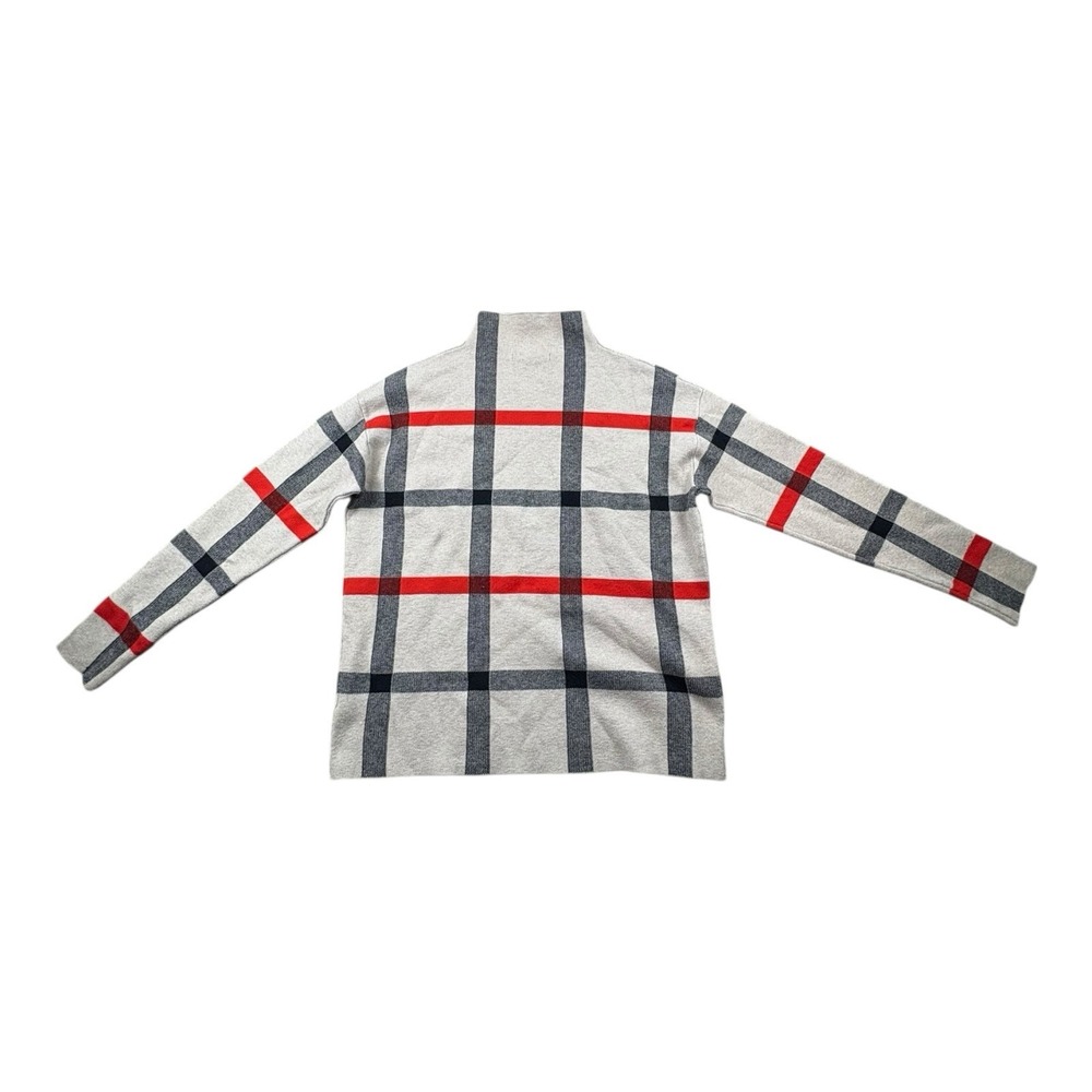 Tahari Mock Neck Checkered Sweater Beige Gray Red Women's‎ Medium - Picture 2 of 8
